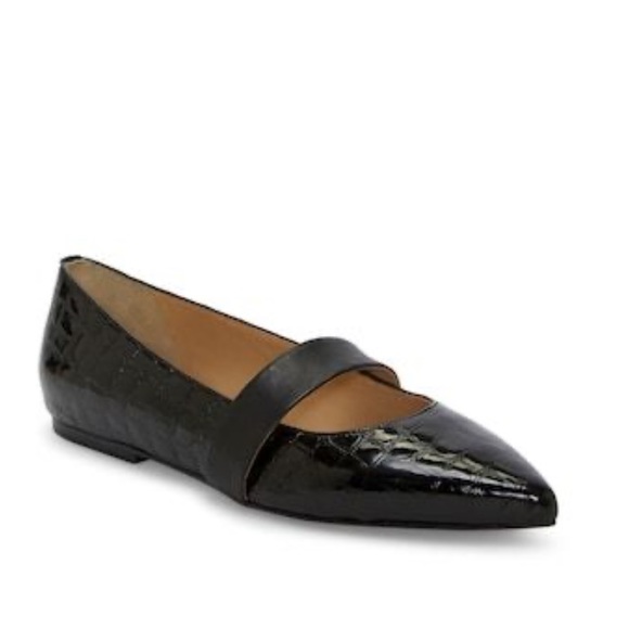 Vince Camuto Shoes - Vince Camuto Maciey Black Patent Croc Flats 7 NEW